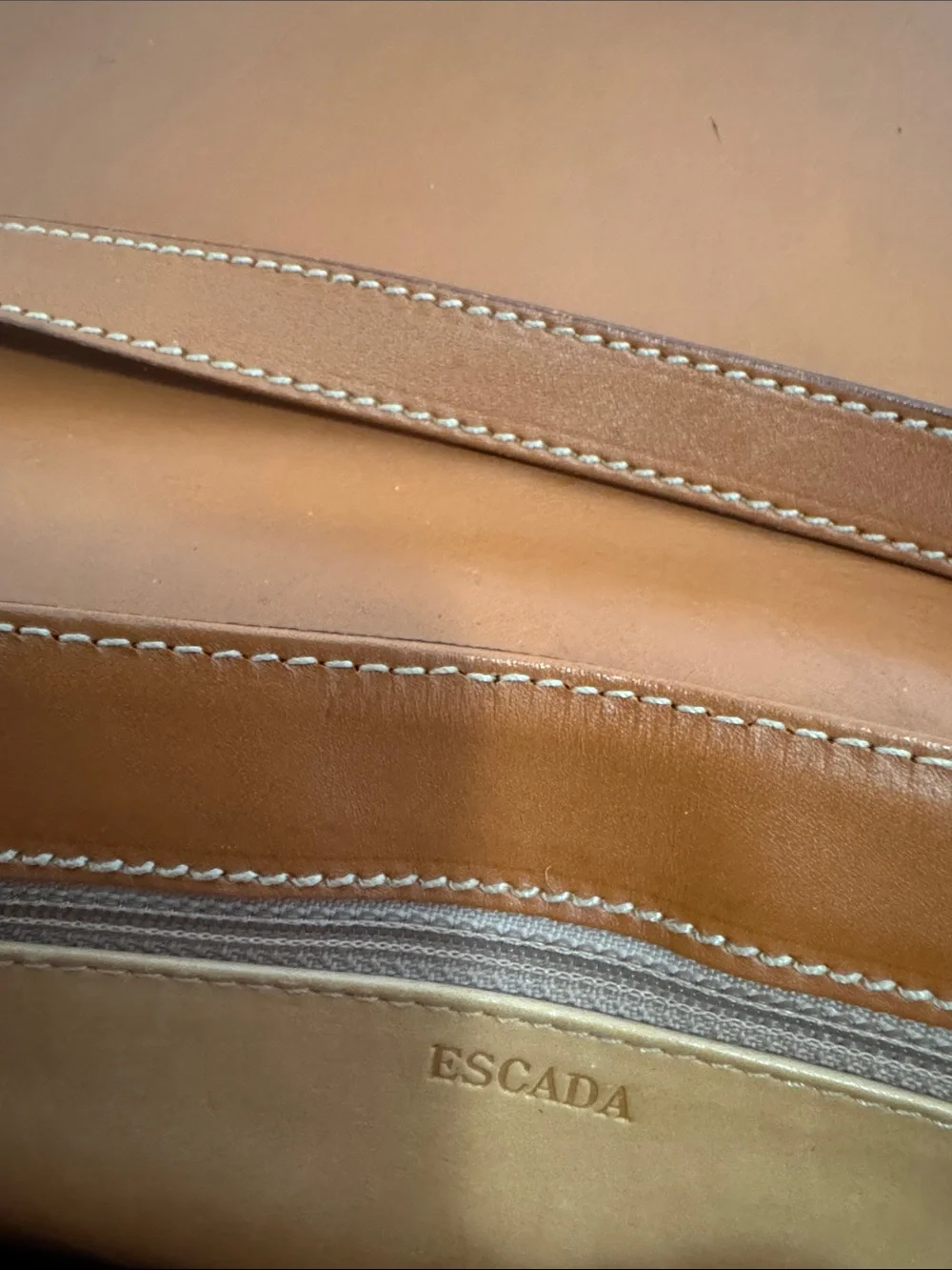 Escada Two-Tone Brown & Tan Crossbody Saddle Bag